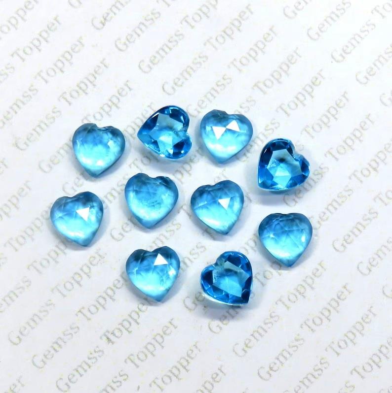 Swiss Blue Topaz 10x10 mm Heart Shape Rose Cut